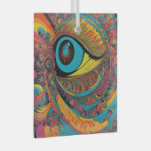 1960s Psychedelic Horror Vacui Art Patroon Glas Ornament (Voorkant Rechts)