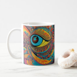 1960s Psychedelic Horror Vacui Art Patroon Koffiemok