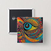 1960s Psychedelic Horror Vacui Art Patroon Vierkante Button 5,1 Cm (Voorkant /achterkant)