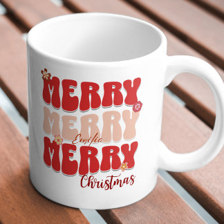 1960s Retro Groovy Red Merry Christmas Boho Naam Mok