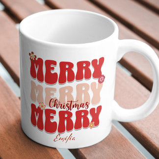 1960s Retro Groovy Red Merry Christmas Boho Naam Mok