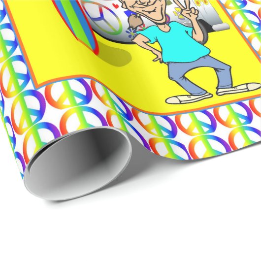 1960's Retro Hippy Van Peace Surf Board Cadeaupapier (Rol Hoek)