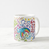 1960s retro kunst. Vrede, Liefde, Vreugde. Je naam Koffiemok (Voorkant rechts)