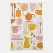 1960s Retro Mid-Century pink and yellow Theedoek (Verticaal)
