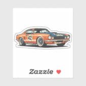 1960s Retro Race Car Cartoon Illustration Sticker (Vel)