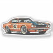 1960s Retro Race Car Cartoon Illustration Sticker (Voorkant)