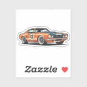 1960s Retro Race Car Cartoon Illustration Sticker (Vel)