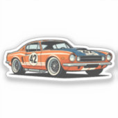 1960s Retro Race Car Cartoon Illustration Sticker (Voorkant)