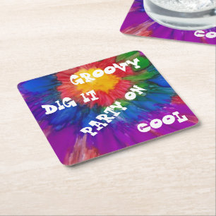 1960's stijl vierkante kleurrijke papier Onderzett Kartonnen Onderzetters