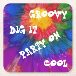 1960's stijl vierkante kleurrijke papier Onderzett Kartonnen Onderzetters