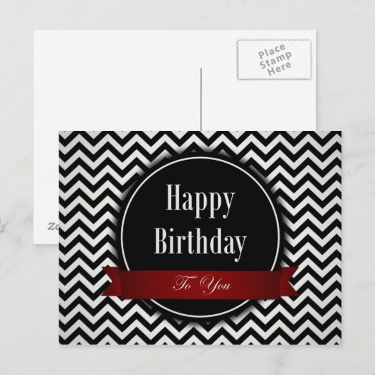 1960s stijl zwart en wit - Verjaardag Briefkaart (Voorkant / Achterkant)