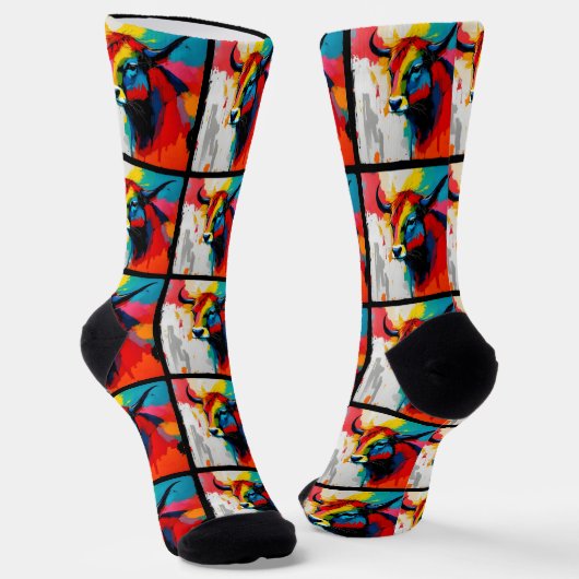 1960's Style Groovy Abstract Bull Sokken (Gebogen)