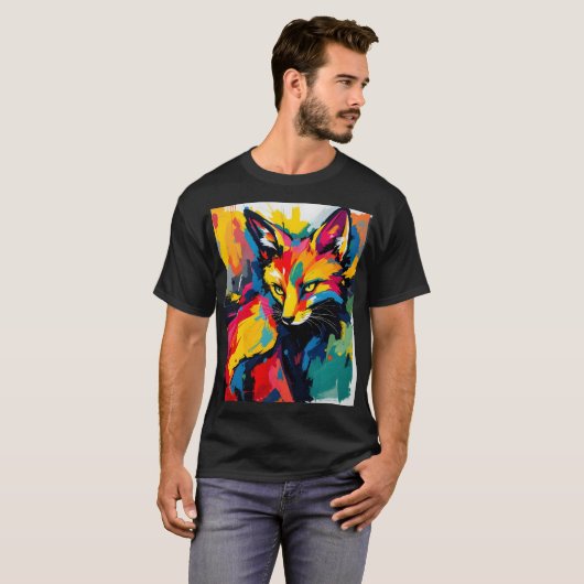 1960's Style Groovy Abstract Fox T-shirt (Voorkant volledig)