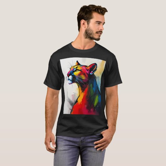 1960's Style Groovy Abstracte Cougar T-shirt (Voorkant volledig)
