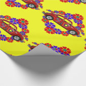 1960's Thema Bloemen en Auto Cadeaupapier (Hoek)