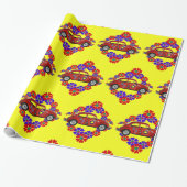 1960's Thema Bloemen en Auto Cadeaupapier (Uitgerold)