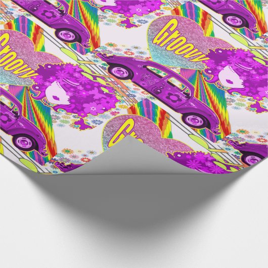 1960's Thema Groovy Girl Party Verjaardag Cadeaupapier (Hoek)