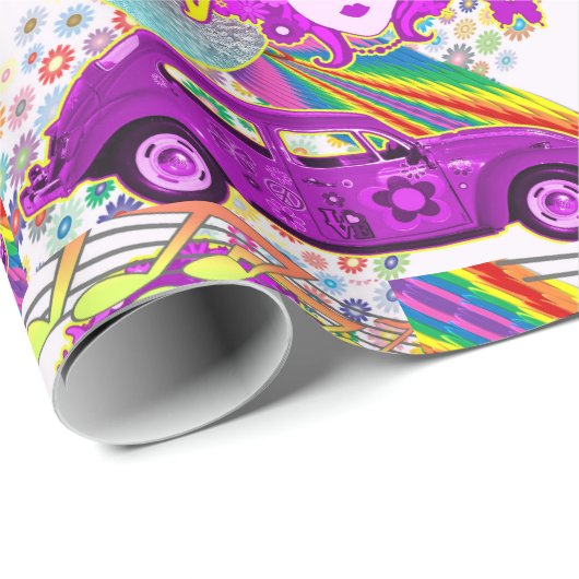 1960's Thema Groovy Girl Party Verjaardag Cadeaupapier (Rol Hoek)