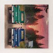 1960s Trucks Rijden op een Dirt Road Custom Names Legpuzzel (Horizontaal)