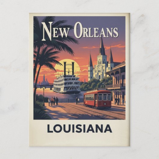 1960s Vintage New Orleans Briefkaart (Voorkant)