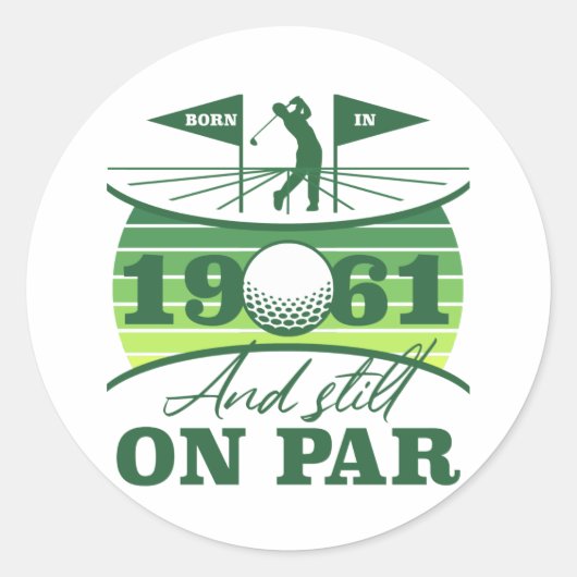 1961 60e verjaardag Golf Lover Ronde Sticker (Voorkant)