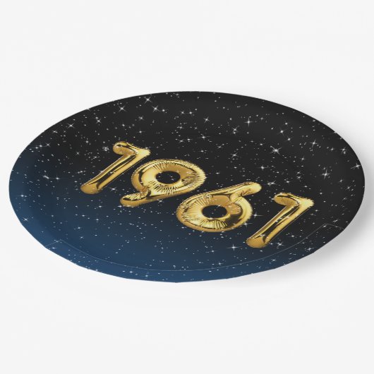 1961 Birthday-ballonnen in sterren Papieren Bordje (Gekanteld)