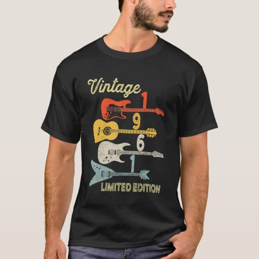  1961 Birthday Guitar 61st Birthday T-shirt (Voorkant)