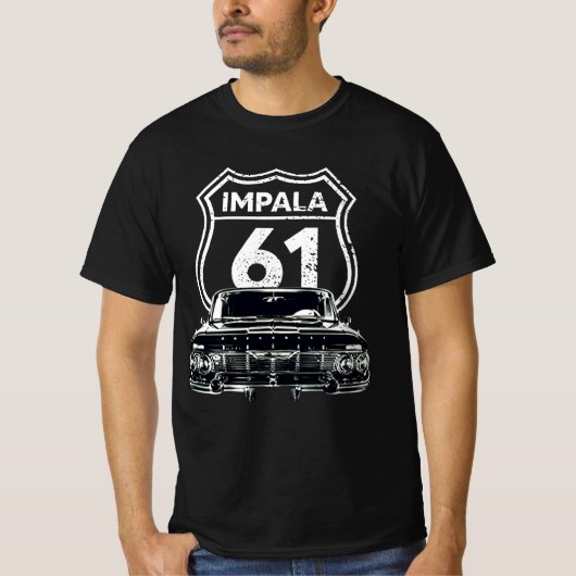 1961 Chevy Impala Front Grill Uitzicht Silhouette T-shirt (Voorkant)