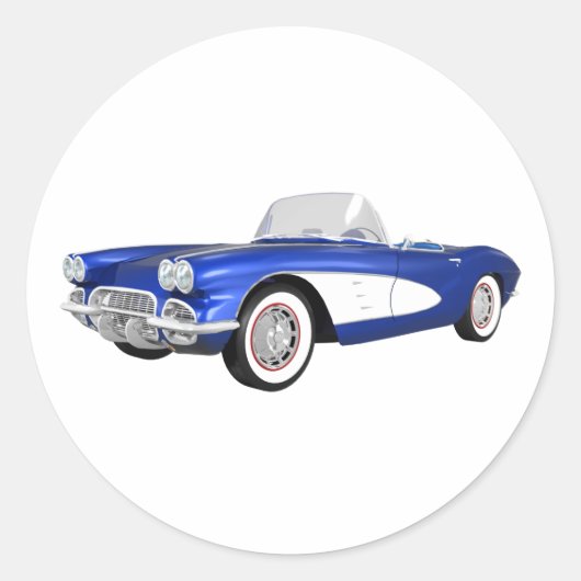 1961 Corvette C1: Blauwe afwerking: Ronde Sticker (Voorkant)