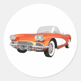 1961 Corvette C1: Oranje finish: Ronde Sticker