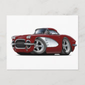 1961 Corvette maroon Briefkaart (Voorkant)