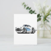 1961 Corvette White-Blue auto Briefkaart (Staand voorkant)