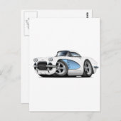 1961 Corvette White-Blue auto Briefkaart (Voorkant / Achterkant)