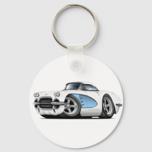 1961 Corvette White-Blue auto Sleutelhanger