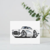 1961 Corvette White Car Briefkaart (Staand voorkant)