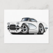1961 Corvette White Car Briefkaart (Voorkant)