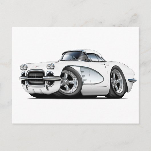 1961 Corvette White Car Briefkaart (Voorkant)