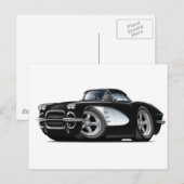 1961 Corvette zwarte auto Briefkaart (Voorkant / Achterkant)