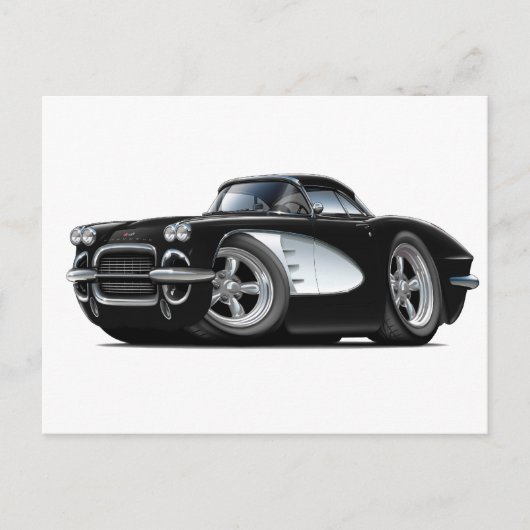 1961 Corvette zwarte auto Briefkaart (Voorkant)