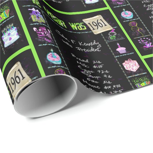 1961 Geboortejaar Trivia Cadeaupapier (Rol Hoek)