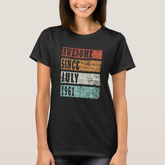 1961 Geboren in juli Retro Idea T-shirt (Voorkant)