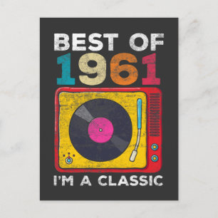 1961 Geboren Vintage 60e Verjaardag Vinyls Klassie Briefkaart