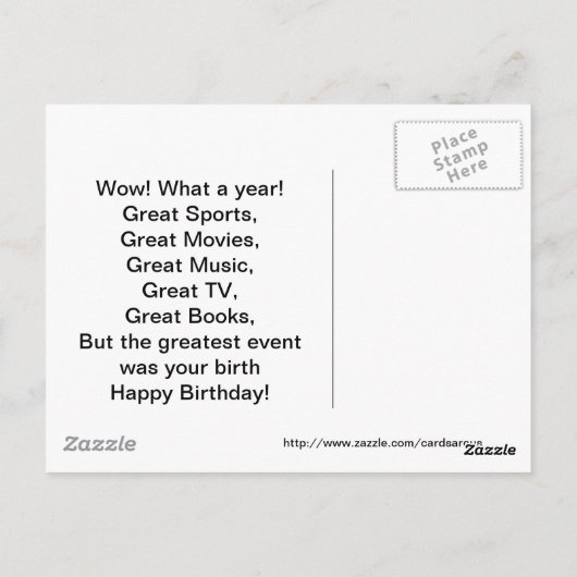 1961 Grote evenementen Verjaardag Kaart (Achterkant)