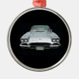 1961 Silver 4 koplichtcorvette Metalen Ornament