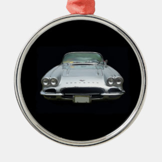 1961 Silver 4 koplichtcorvette Metalen Ornament