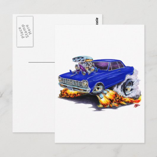 1962-65 Nova Dark Blue Car Briefkaart (Voorkant / Achterkant)