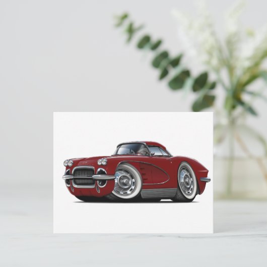 1962 Corvette maroon Briefkaart (Staand voorkant)