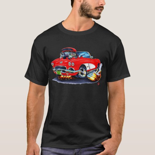 1962 Corvette Red-White Convertible T-shirt (Voorkant)