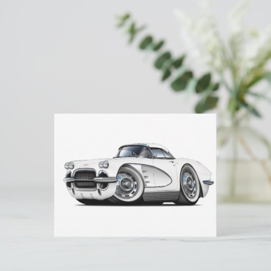 1962 Corvette White Car Briefkaart (Staand voorkant)