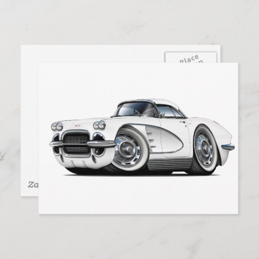1962 Corvette White Car Briefkaart (Voorkant / Achterkant)